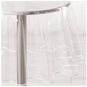 Nappe cristal ronde - Décor Ligne - 180 x 180 cm - PVC transparent - Biais coloré - Lavable à la mainVendu parcdiscount