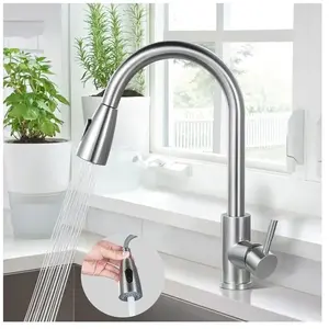 GROOFOO Robinet Cuisine,Mitigeur Évier en Acier Inoxydable 304,Deux Modes de Sortie D'eau,Robinet Évier Rotatif à 360° avec Douchette Extractible et Deux pas cher