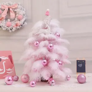 Rose - 45cm - Décoration'arbre de noël rose, Mini plume de sapin de no... pas cher