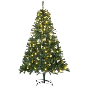 Sapin De Noël Vert 180 Cm Ø112 Cm Avec Guirlandes Et Décorations Préin... pas cher