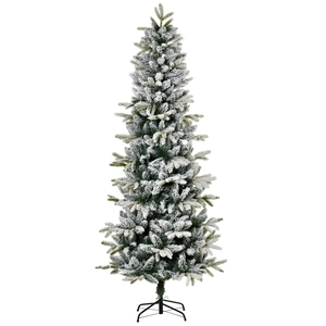 Sapin De Noël Enneigé Vert Et Blanc 210 Cm Avec 784 Branches Ignifugées Et Structure Acier, Arbre Hivernal Réaliste Pour Salon