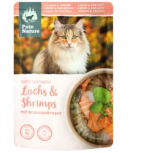 Pure Nature saumon, crevettes pour chat - 12 x 80 g pas cher