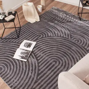 NAZAR Tapis BIANCA à motif arc en relief gris - 80x150 cm 80 x 150 cm pas cher