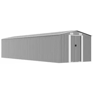 Abri de jardin en acier galvanisé - vidaXL - 257x990x181 cm - Gris - D... pas cher