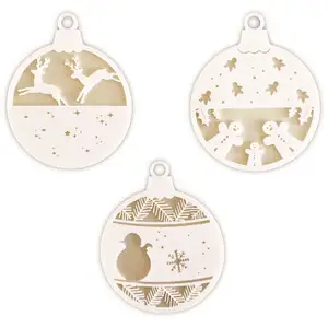 Decochic Boules de Noël (set de 3) personnages de Noël en bois et acrylique pas cher