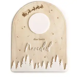 Decochic Arc compte à rebours de Noël effaçable en bois et acrylique 23x29,5 cm pas cher