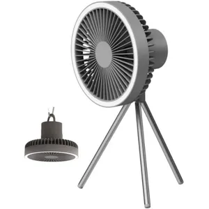 AUTREMENT Ventilateur sur pied - KEEJAA - avec lanterne LED et minuterie - Batterie 10000mAh - 3 vitesses Gris Gris VENTILATEUR pas cher