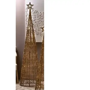 FIJALO Sapin de Noël conique naturel avec LED à piles, 180 cm, 45 cm de large... pas cher