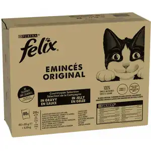 80x85g Mégapack Felix Classic poulet & rognons, canard & agneau, poule... pas cher