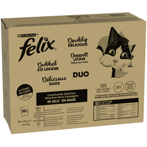 80x85g Mégapack Felix Tendres Effilés délicieux duos - Pâtée pour chat pas cher