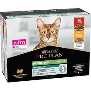 Comparateur de prix : PRO PLAN Adulte Stérilisé Boeuf Poulet 10x85g