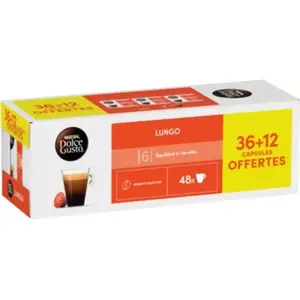Dosette NESTLE DOLCE GUSTO LUNGO x36+12 pas cher