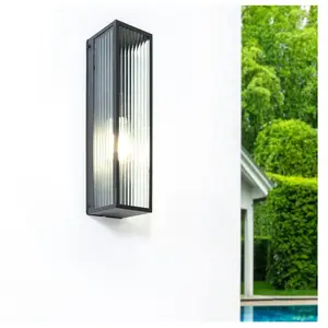 Comparateur de prix : LEDKIA TechBrey Applique Murale Extérieure Métal et Verre Taiga Noir 120 mm