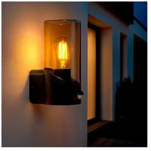 Comparateur de prix : Ledkia Applique Murale Extérieure Avec Détecteur Pir Pelly Noir