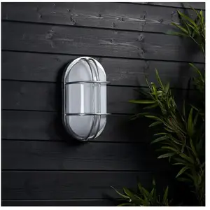 TECHBREY Ledkia - Plafonnier Extérieur Ovale 260x146 mm Hublot Acier Galvanisé Fjord Argent