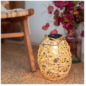 Comparateur de prix : TechBrey Lampe à Poser LED Extérieure Solaire Rotin Baihar Naturel 200 mm