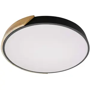 Comparateur de prix : TECHBREY plafonnier led rond bois cct sélectionnable semi-dari 24w iluzzia noir