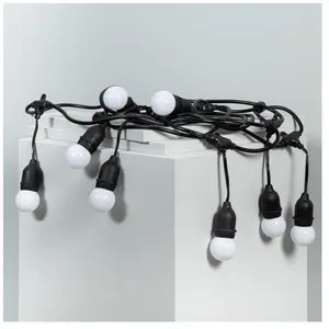 Comparateur de prix : Guirlande Waterproof TECHBREY - 5.5m Noire - 8 Ampoules LED E27 G45 3W...