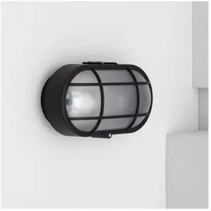 Comparateur de prix : Ledkia - Plafonnier Extérieur Ovale à Grille Hublot 220x120 mm Noir