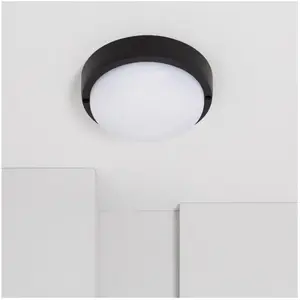 Comparateur de prix : TECHBREY Plafonnier LED Extérieur Rond 15W Hublot Black IP65 Ø140 mm
