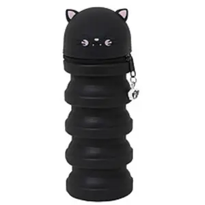 Extendable silicone pencil case - Black cat pas cher