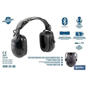 Comparateur de prix : Cofan Casque anti-bruit avec Bluetooth snr 29dB avec microphone et con...