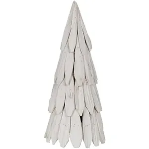 BigBuy Christmas Sapin de Noël Blanc Bois de paulownia Arbre 28 x 28 x 62 cm pas cher