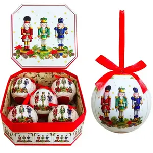 Wadiga Coffret de 5 boules de Noël rétro soldats casse-noisette 7.5cm pas cher