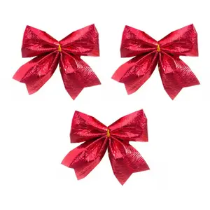 Wadiga Set de 3 noeuds rouges pour décoration sapin de Noël 10cm pas cher
