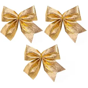 Wadiga Set de 3 noeuds dorés pour décoration sapin de Noël 10cm pas cher