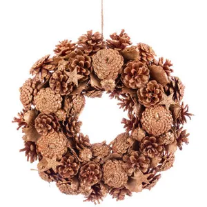 Wadiga Couronne de l'Avent décoration Noël pommes de pin dorées pas cher