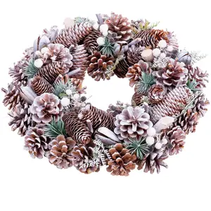 Wadiga Couronne de l'Avent synth¿tique d¿coration No¿l Pommes de pin - 35cm pas cher