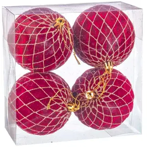 Comparateur de prix : Wadiga Set de 4 boules de Noël rouges mousse - 8cm