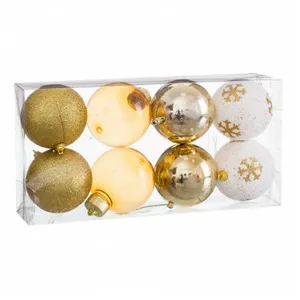 WADIGA Set de 8 boules de Noël dorées - 8cm pas cher