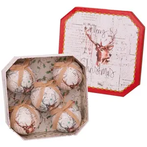 BigBuy Coffret de 5 boules de Noël rétro cerf - 7.5cm pas cher