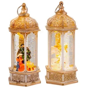 Wadiga Set de 2 lanternes led Décoration Noël - 5.5x5.5x14cm pas cher