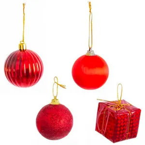 Wadiga Set de 20 boules de Noël rouges - 4cm pas cher