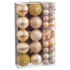 HEUZ LOLAhome Lot de 50 Boules de Noël combinées en Plastique doré pas cher