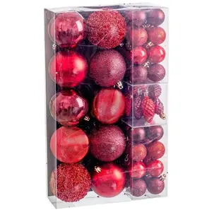LANADECO Boules de Noël Rouge (50 Unités) pas cher