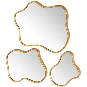 Unimasa Set de 3 miroirs dorés 31x2x35cm pas cher