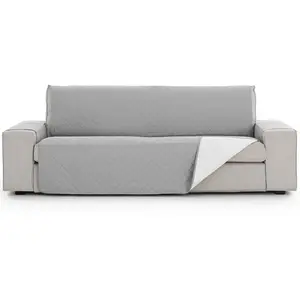 Unimasa Couvre canapé 2 places de 120 à 170cm en tissu gris reversible pas cher
