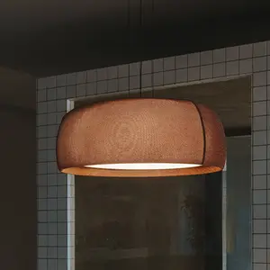 LEDS-C4 Suspension LED Gong, brun, intensité variable, textile, acierVendu parluminaire