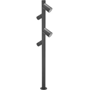 FORLIGHT Lampadaire 4 Projecteurs  Acier inoxydable Noir 13x13x200 CM