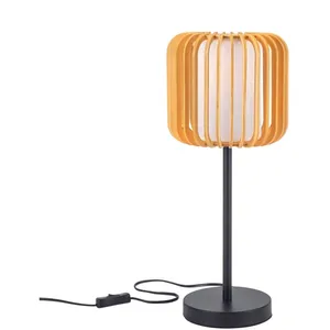 Forlight lampe de table Viva, marron clair, bois/métal, hauteur 49 cm pas cher