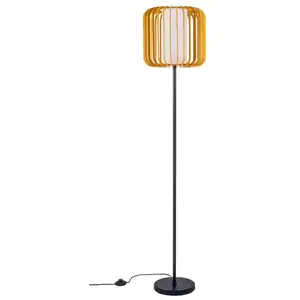 FORLIGHT Viva Floor Stand en noir et bois clair pour ampoule E27 pas cher