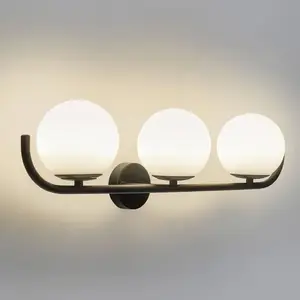 Forlight applique murale Sfera Triple, noir, verre, largeur 58 cm pas cher