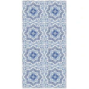 Home and Living Tapis vinyle carreaux ciments tolédo bleu 60x200cm pas cher