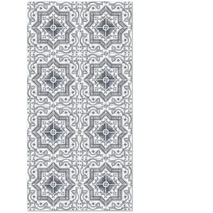 Home and Living Tapis vinyle carreaux ciments tolédo gris 200x200cm pas cher