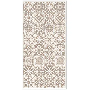 Home and Living Tapis vinyle carreaux ciments triana brun 200x250cm pas cher