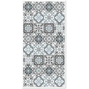 Home and Living Tapis vinyle carreaux ciments triana gris et bleu 200x250cm pas cher